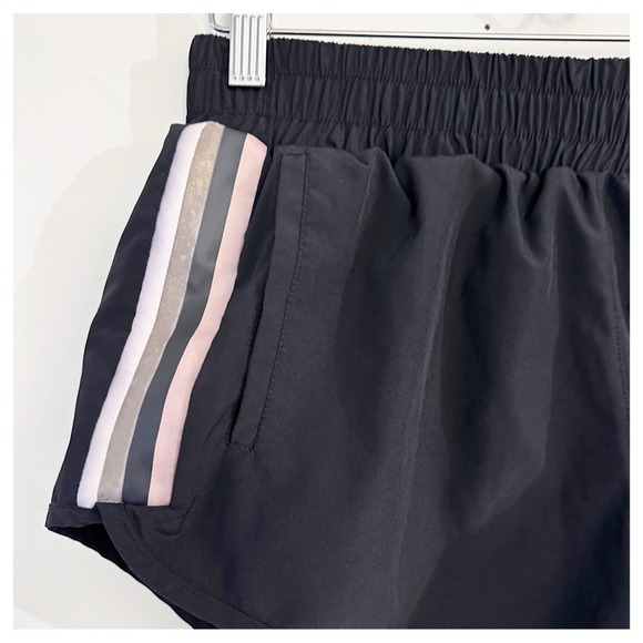 PE Nation Athletic Goal Shorts Black/ Pink side stripes size small - Picture 3 of 5